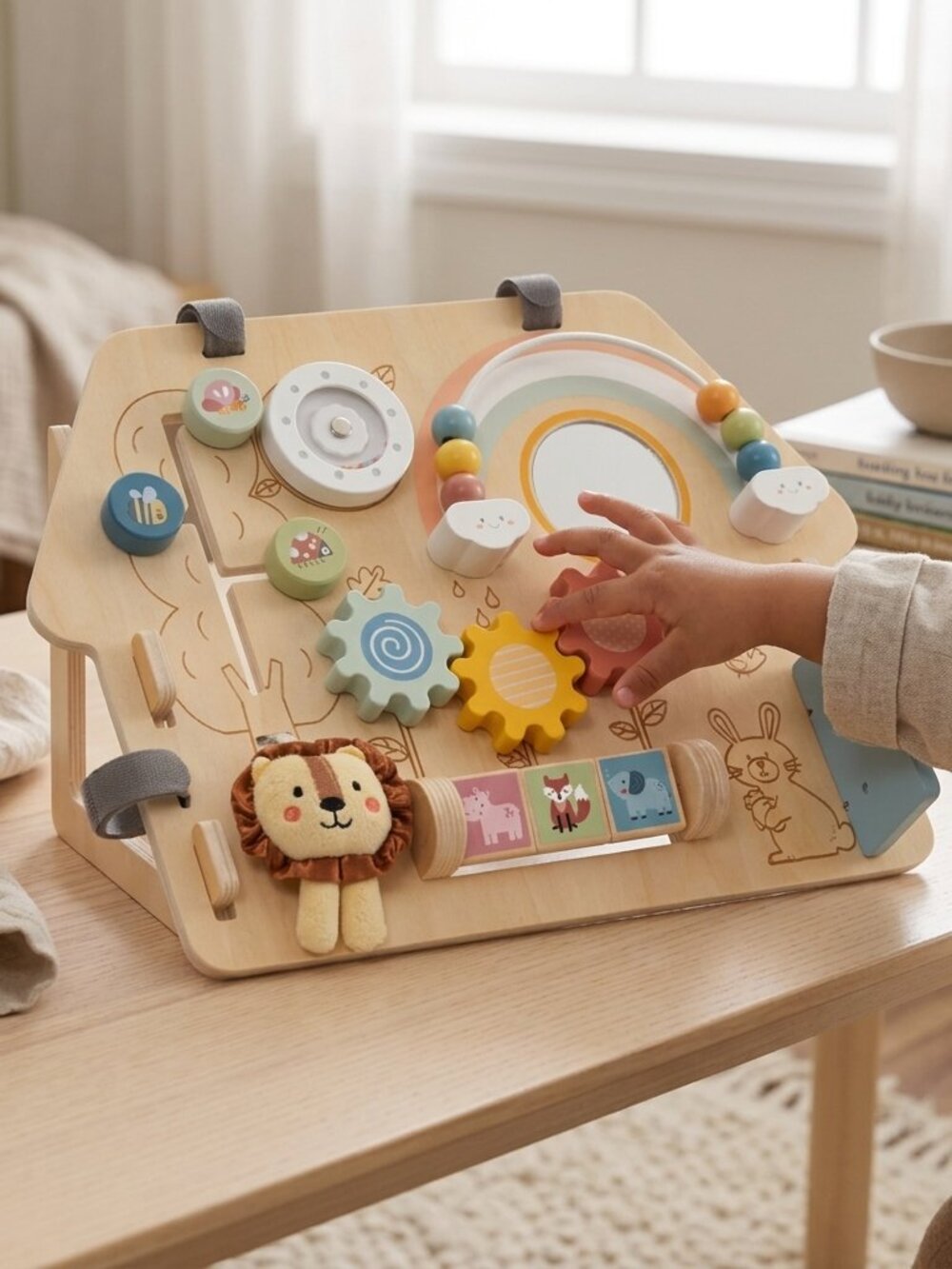 Montessori Wooden Busy Board Activity Board Sensory Learning Toy New - Picture 1 of 16